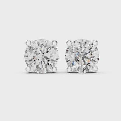 Classic Round Shape Diamond Stud Earrings 4 CTW