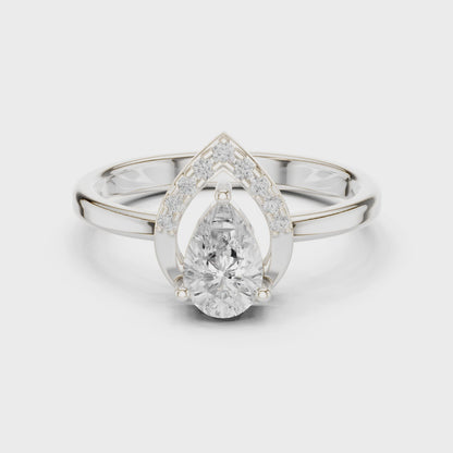 Pear Halo Diamond Engagement Ring 0.65 CTW