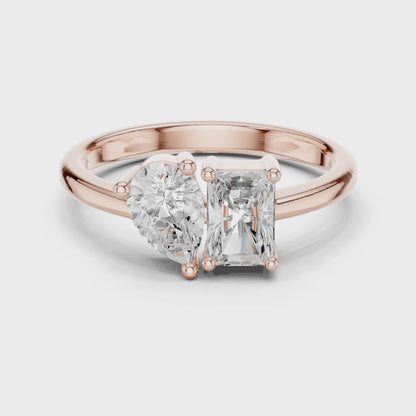 Pear & Emerald Toi Et Moi Ring