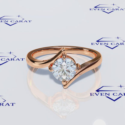 Bypass Swirl Round Solitaire Ring