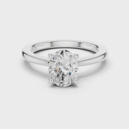 Classic Oval Solitaire Diamond Engagement Ring 1.5 CTW