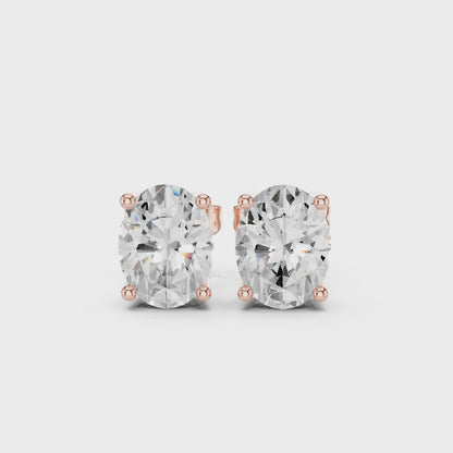 Classic Oval Shape Diamond Stud Earrings 2 CTW