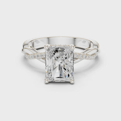 Radiant Cut Twisted Pave Solitaire Engagement Ring 2.3 CTW