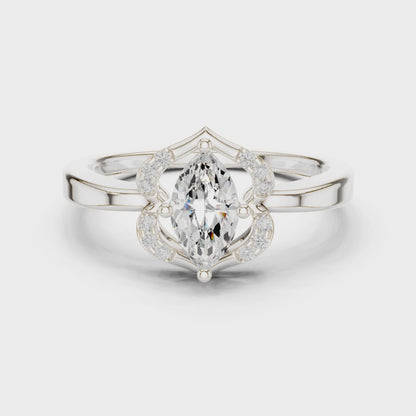 Marquise Halo Diamond Engagement Ring 0.7 CTW