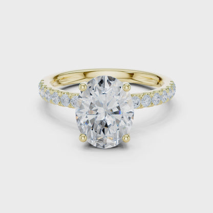 Oval Cut Hidden Halo Pavé Engagement Ring 2.5 CTW