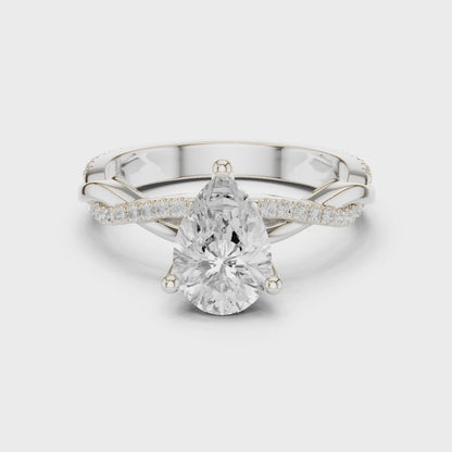 Pear Cut Twisted Pave Solitaire Engagement Ring 2.3 CTW