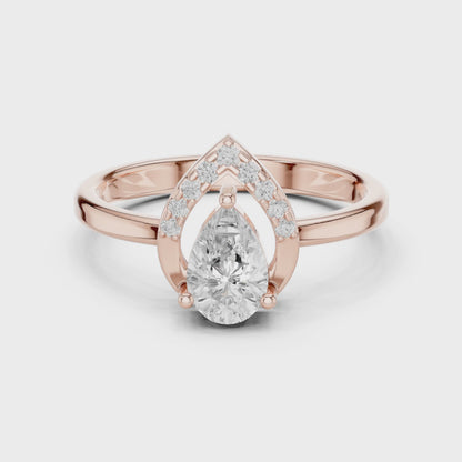 Pear Halo Diamond Engagement Ring 0.65 CTW