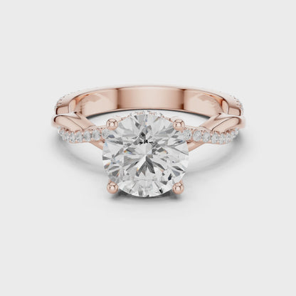 Round Cut Twisted Pave Solitaire Engagement Ring 2.3 CTW