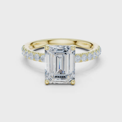 Emerald Cut Hidden Halo Pavé Engagement Ring 2.5 CTW