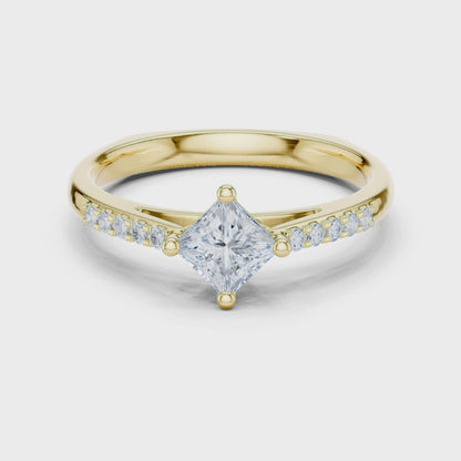 Princess Diamond Engagement Ring With Side Accents 0.4 CTW