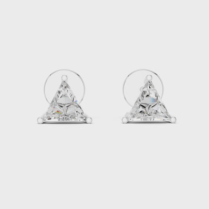 Trillion Cut Triangle Solitaire Diamond Stud Earrings 1.3 CTW