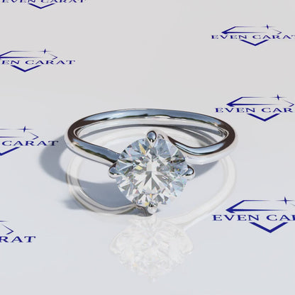 4 Prong Twisted Round Solitaire Ring 2 CTW