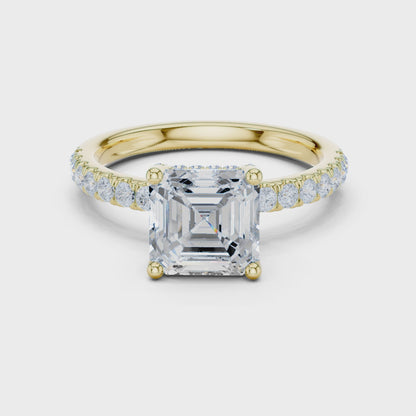 Asscher Cut Hidden Halo Pavé Engagement Ring 2.5 CTW