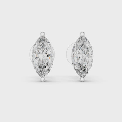 Classic Marquise Shape Diamond Stud Earrings 1.5 CTW