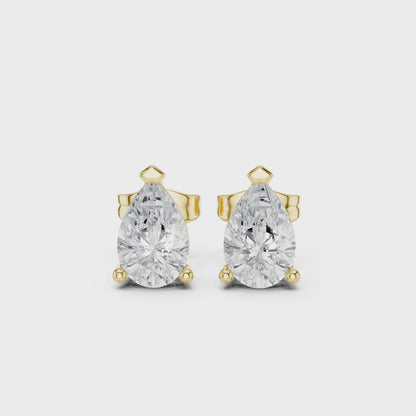 Classic Pear Shape Diamond Stud Earrings 2 CTW
