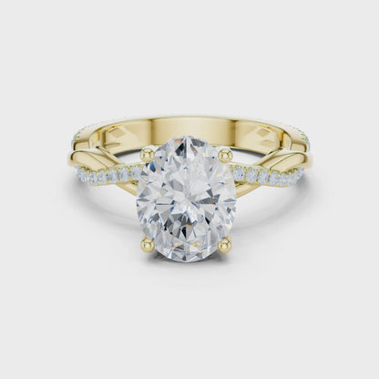 Oval Cut Twisted Pave Solitaire Engagement Ring 2.3 CTW