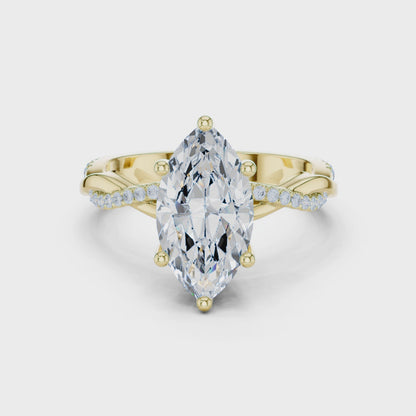 Marquise Cut Twisted Pave Solitaire Engagement Ring 2.3 CTW