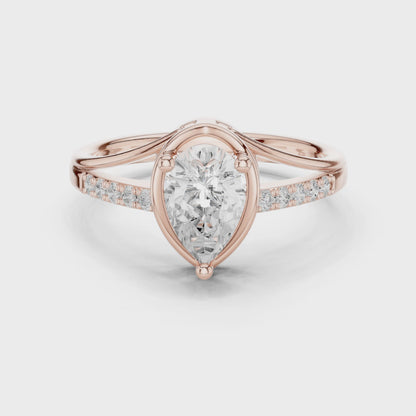 Pear Cut Diamond Engagement Ring With Side Accents .9 CTW