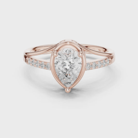 Pear Cut Diamond Engagement Ring With Side Accents .9 CTW