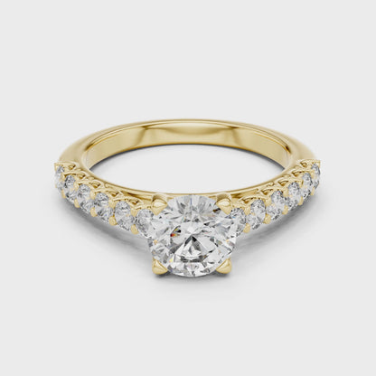 Round Pave Cathedral Solitaire Ring 1.5 CTW