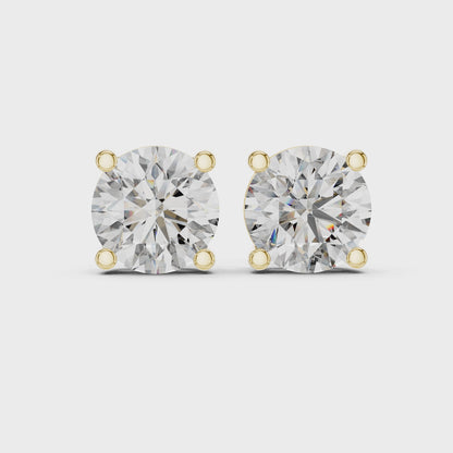 Classic Round Shape Diamond Stud Earrings 4 CTW