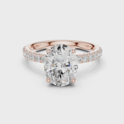 Oval Cut Hidden Halo Pavé Engagement Ring 2.5 CTW