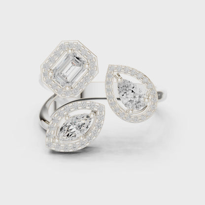 Emerald Pear & Marquise Halo Ring