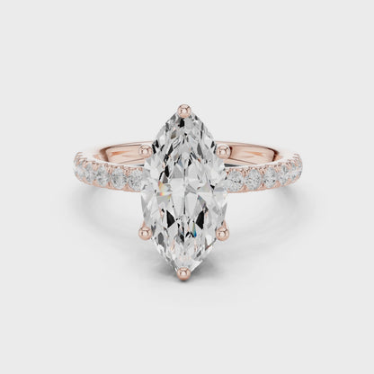 Marquise Cut Hidden Halo Pavé Engagement Ring 2.5 CTW