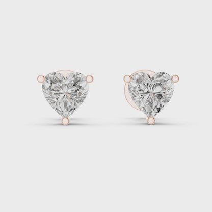 Classic Heart Cut Diamond Stud Earrings 1.5 CTW