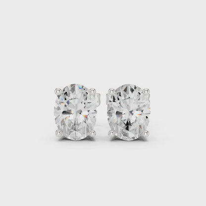 Classic Oval Shape Diamond Stud Earrings 2 CTW