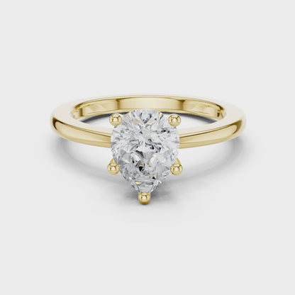 Classic Pear Solitaire Diamond Engagement Ring 1.5 CTW