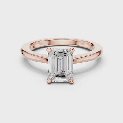 Classic Emerald Solitaire Diamond Engagement Ring 1.5 CTW