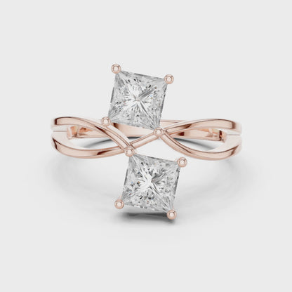 Princess Toi Et Moi Bypass Solitaire Ring