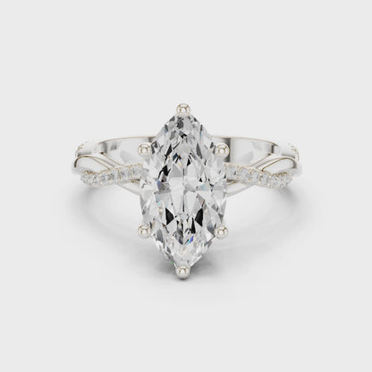 Marquise Cut Twisted Pave Solitaire Engagement Ring 2.3 CTW