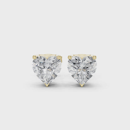 Classic Heart Shape Diamond Stud Earrings 2 CTW