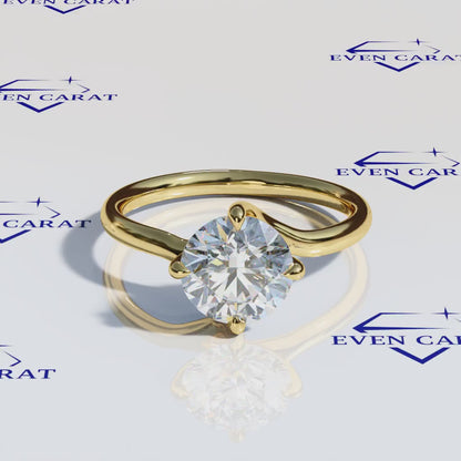 4 Prong Twisted Round Solitaire Ring 2 CTW