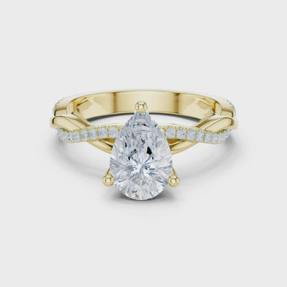 Pear Cut Twisted Pave Solitaire Engagement Ring 2.3 CTW