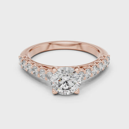 Round Pave Cathedral Solitaire Ring 1.5 CTW