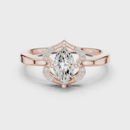 Marquise Halo Diamond Engagement Ring 0.7 CTW