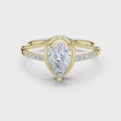 Pear Cut Diamond Engagement Ring With Side Accents .9 CTW