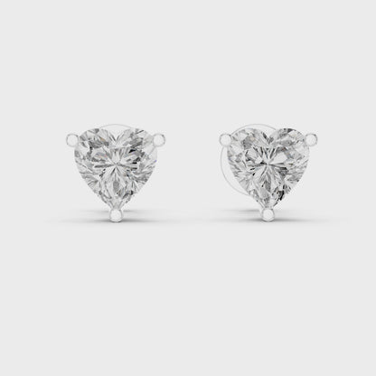 Classic Heart Cut Diamond Stud Earrings 1.5 CTW