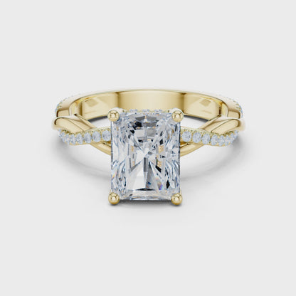 Radiant Cut Twisted Pave Solitaire Engagement Ring 2.3 CTW