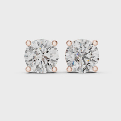 Classic Round Shape Diamond Stud Earrings 4 CTW
