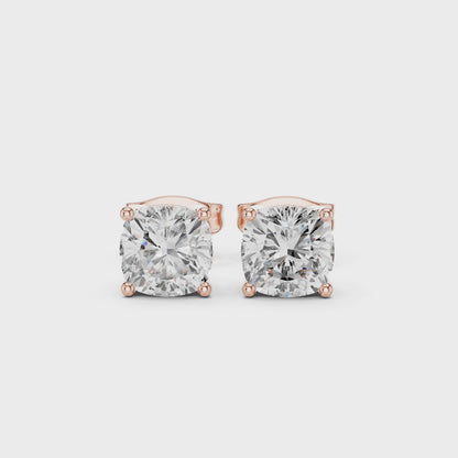 Classic Cushion Shape Diamond Stud Earrings 2 CTW
