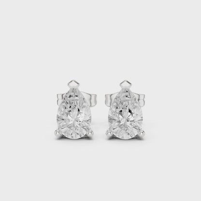 Classic Pear Shape Diamond Stud Earrings 2 CTW