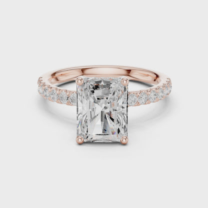 Radiant Cut Hidden Halo Pavé Engagement Ring 2.5 CTW