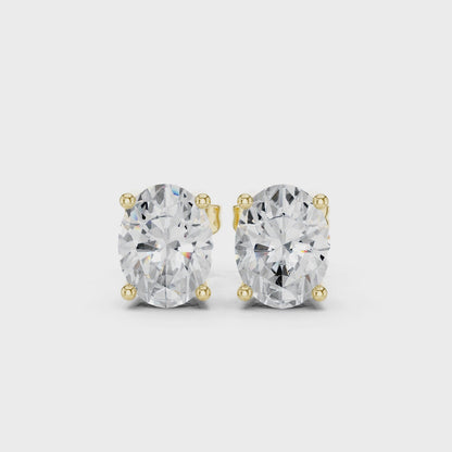 Classic Oval Shape Diamond Stud Earrings 2 CTW