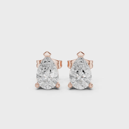 Classic Pear Shape Diamond Stud Earrings 2 CTW