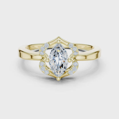 Marquise Halo Diamond Engagement Ring 0.7 CTW