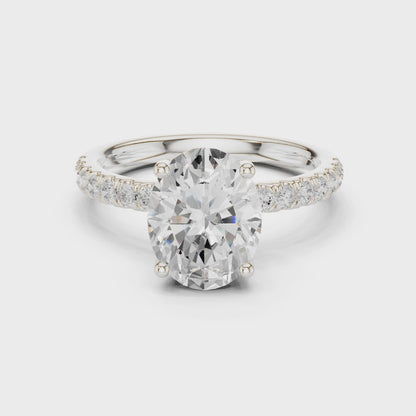 Oval Cut Hidden Halo Pavé Engagement Ring 2.5 CTW